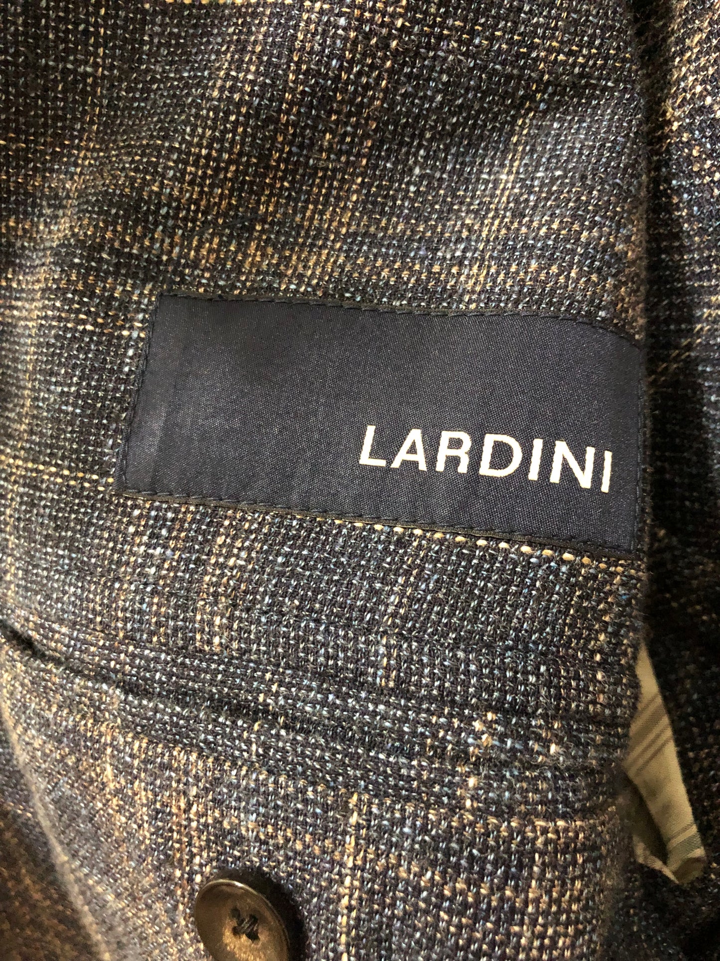 LARDINIラルディーニブルーグレー×ベージュチェックジャケット46