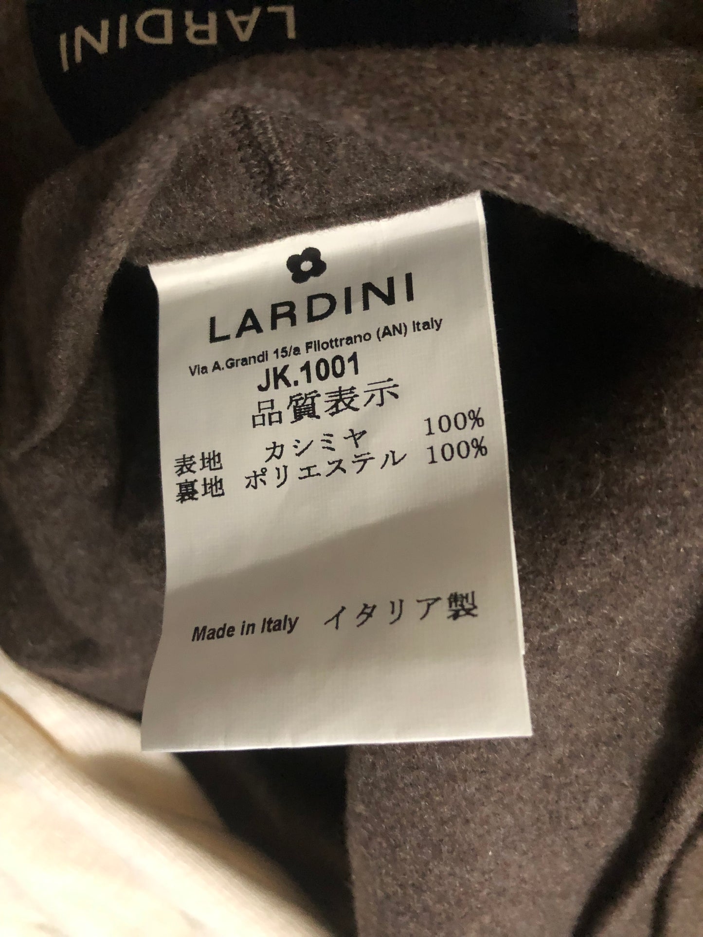 LARDINIラルディーニカシミア100%モカブラウンジャケット50