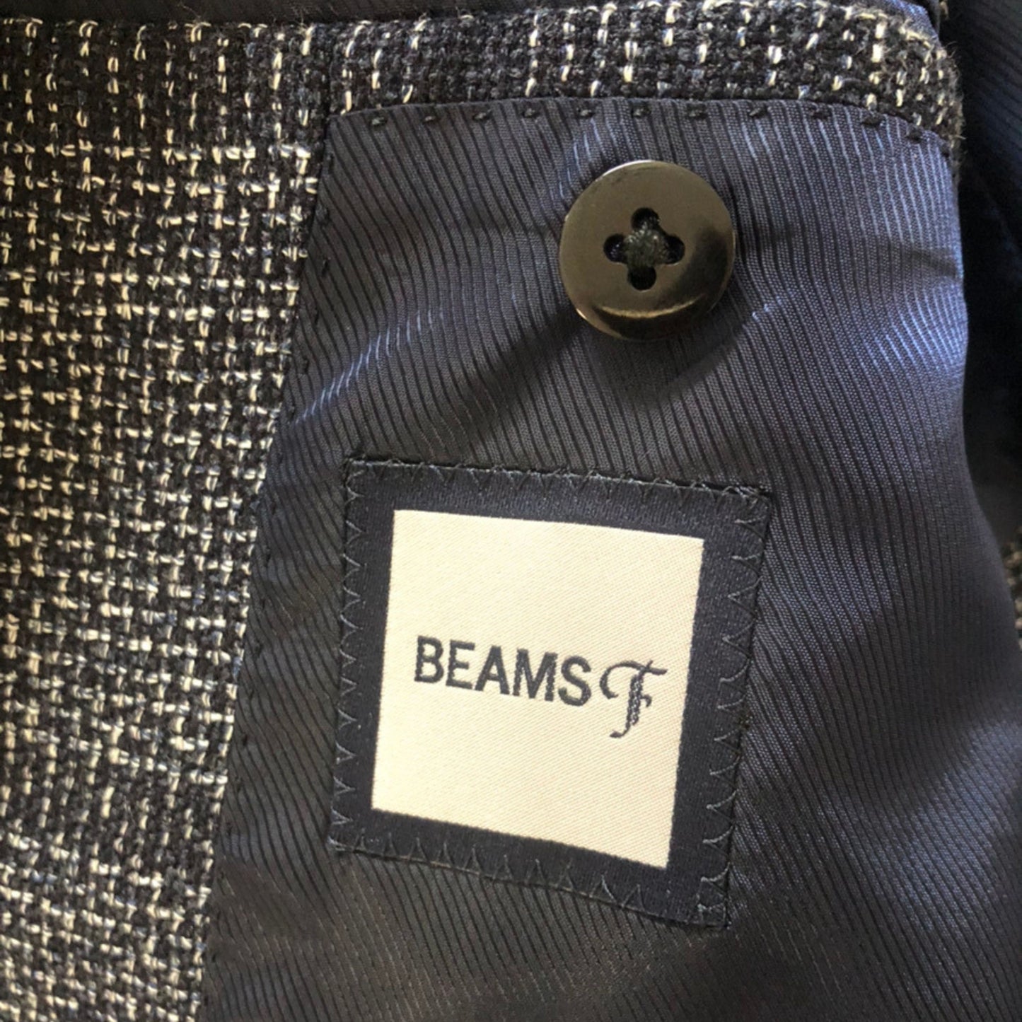 【超美品】BEAMSビームス Fネイビーウィンドウペンジャケット48