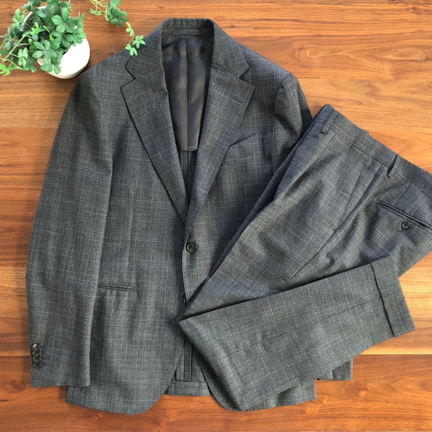 LARDINIラルディーニグレンチェックグレースーツ50