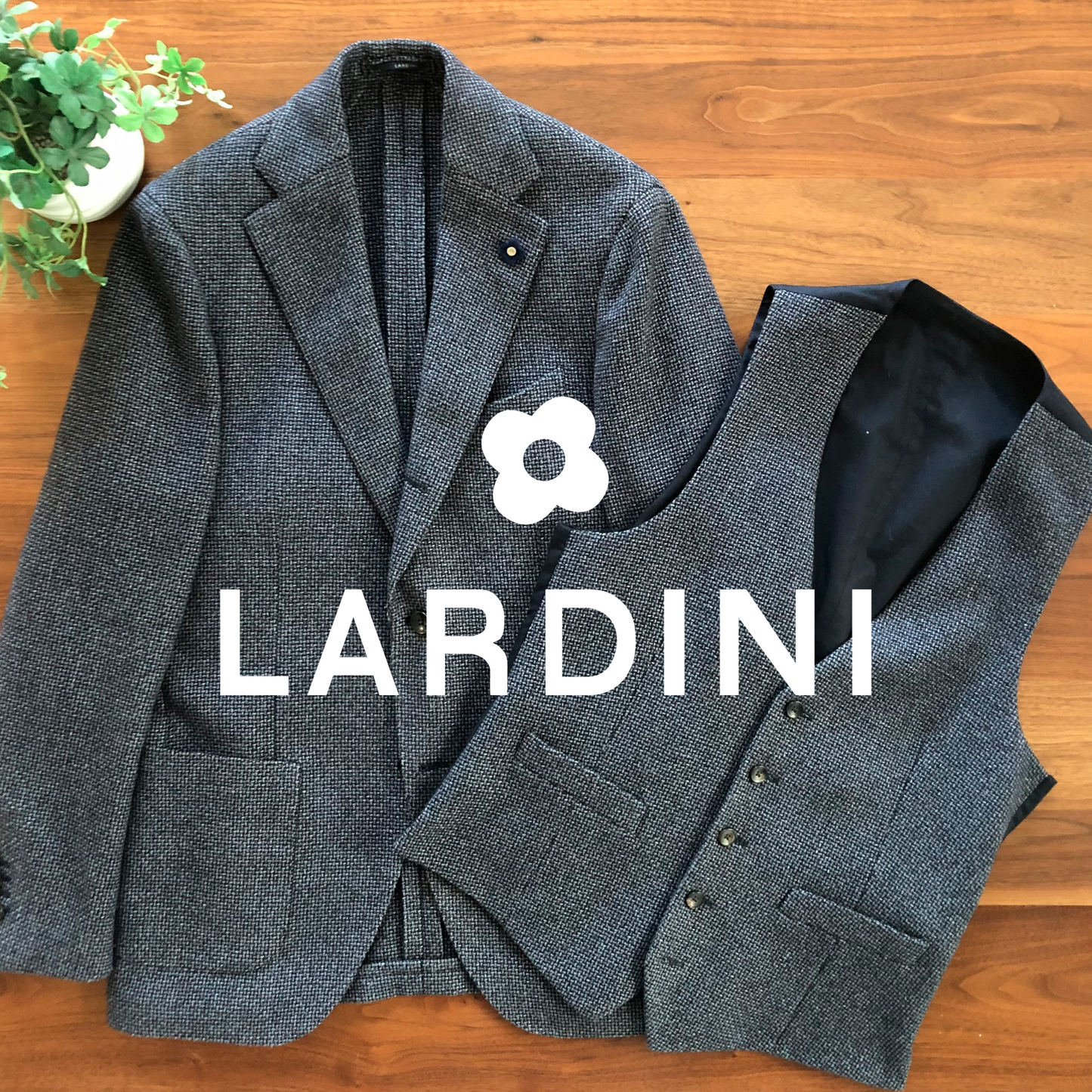 LARDINIラルディーニネイビーグレージャケットジレ付44