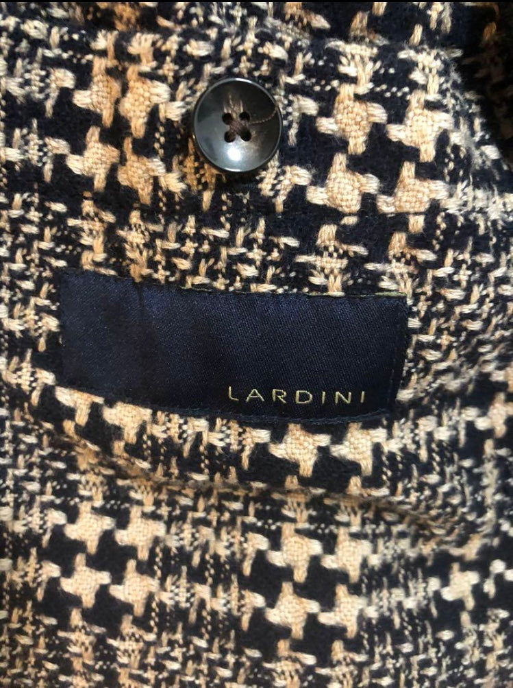 LARDINIラルディーニ総柄ベージュ×ブラック大判チェックジャケット