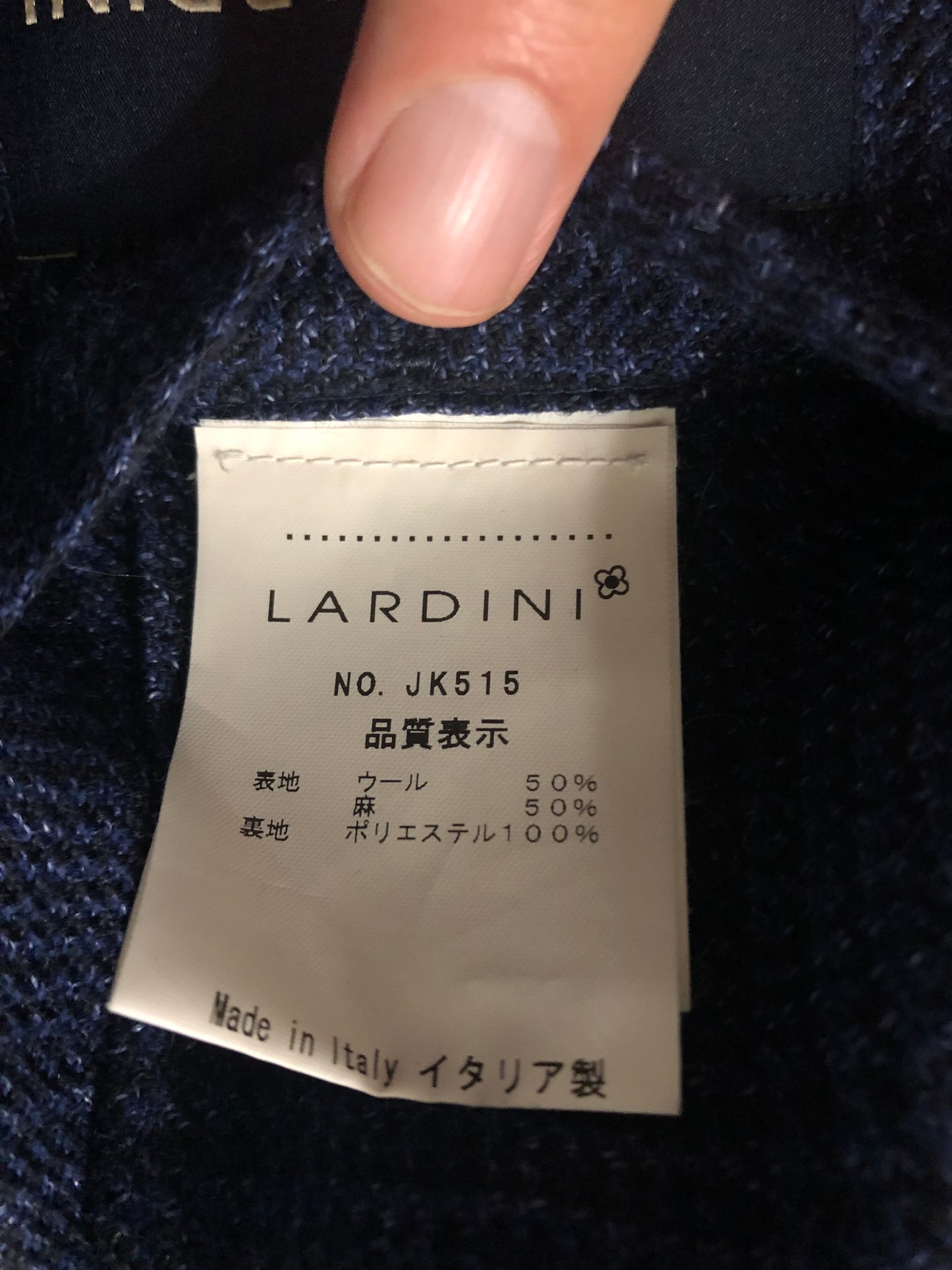 LARDINIラルディーニネイビーグレンチェックジャケット44