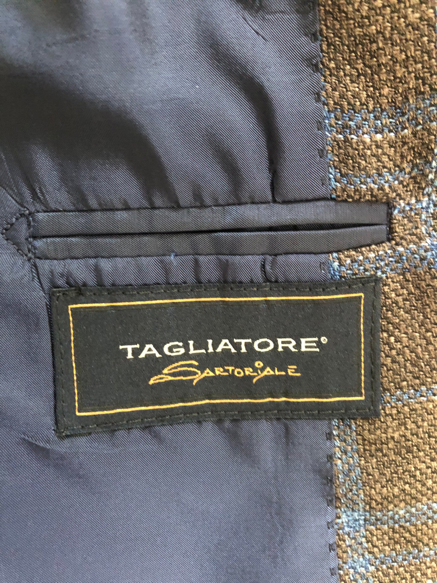 TAGLIATOREタリアトーレブラウン×ブルーチェックジャケット48