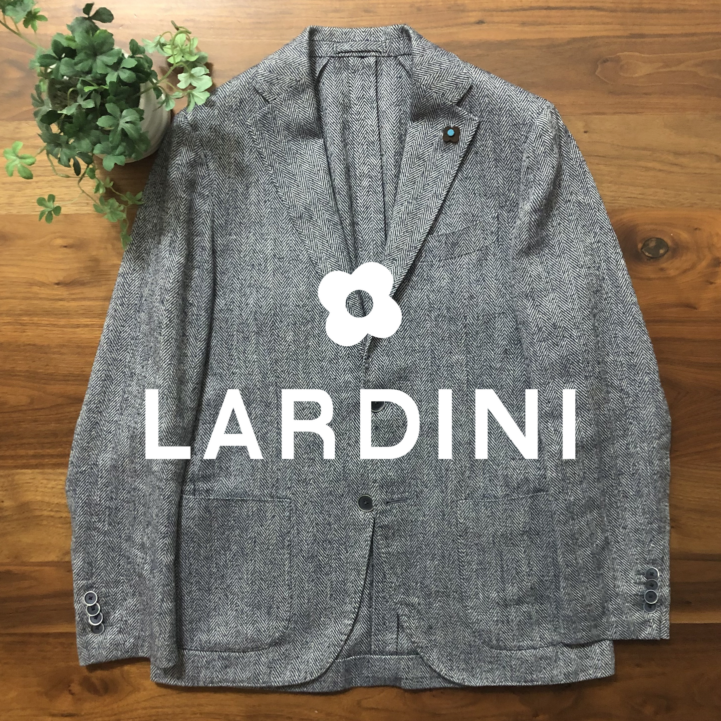 LARDINIラルディーニヘンリーボーンジャケット44ネイビー