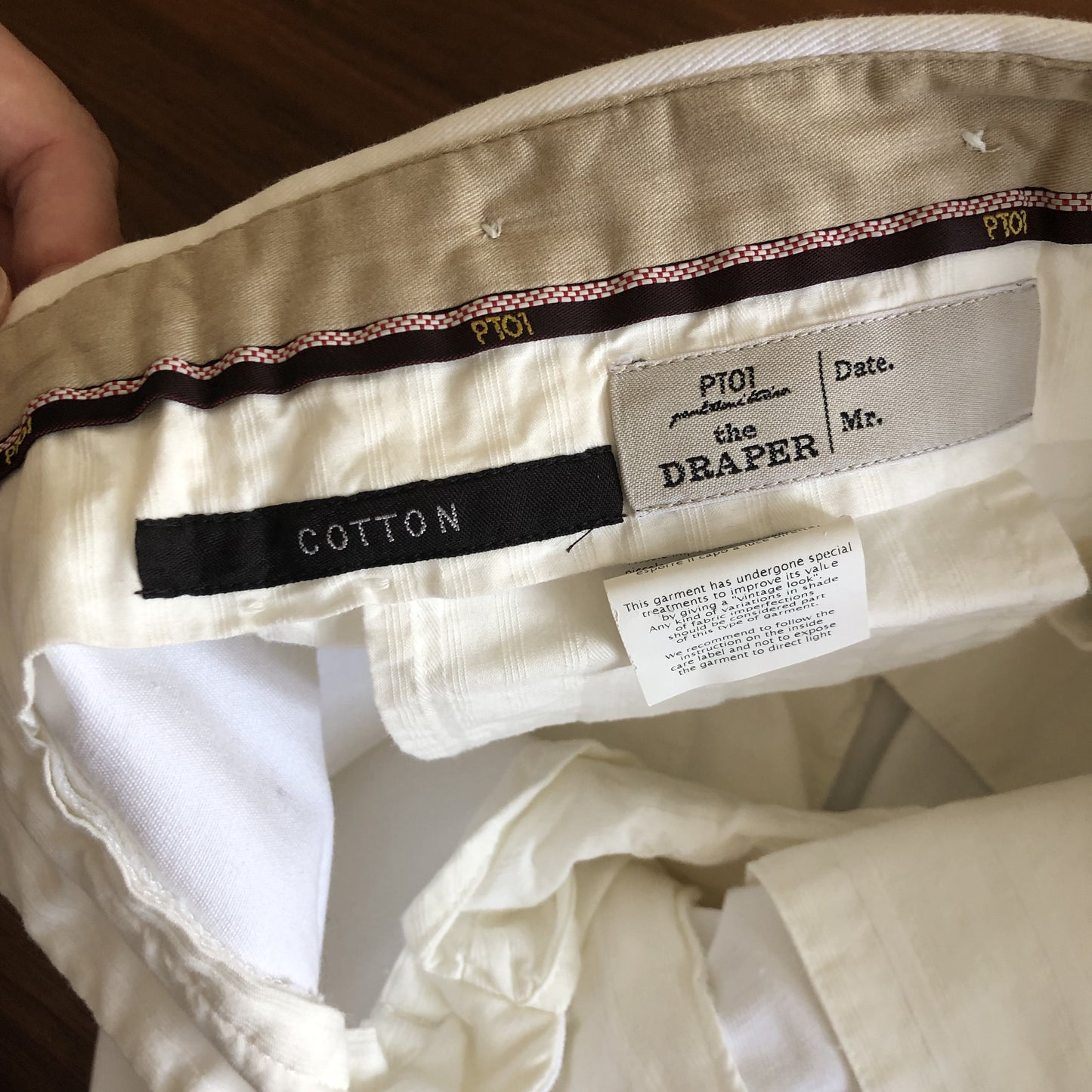 PT TORINO01 ホワイトコットンスラックス46ピーティー