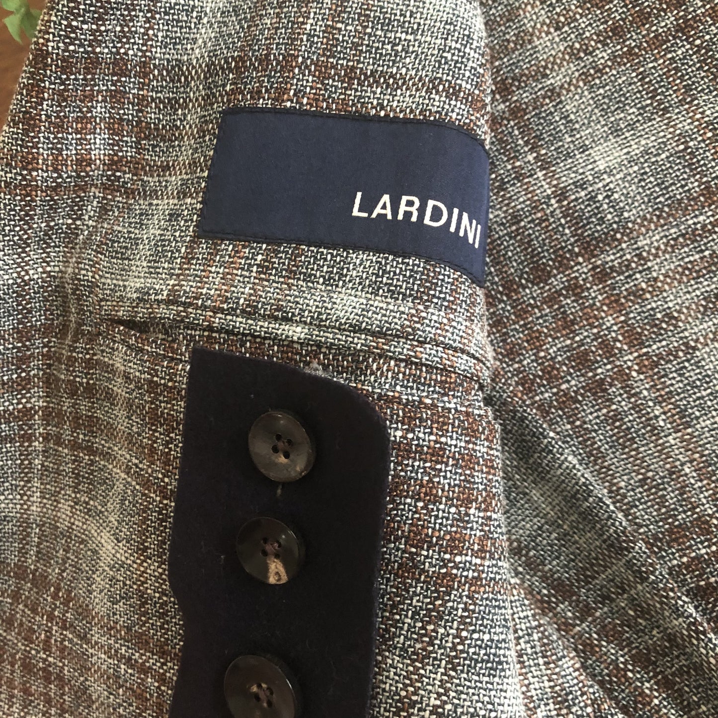 LARDINIラルディーニカーキ×ブラウンチェックジャケット44