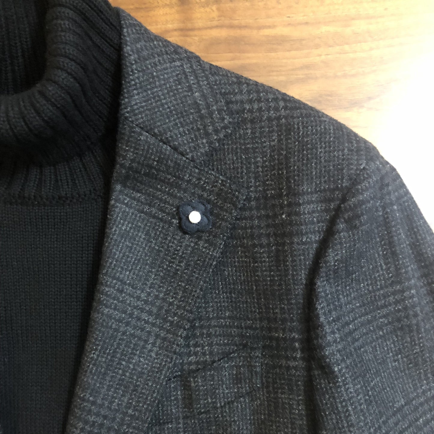 LARDINIラルディーニグレンチェックジャケット50チャコール