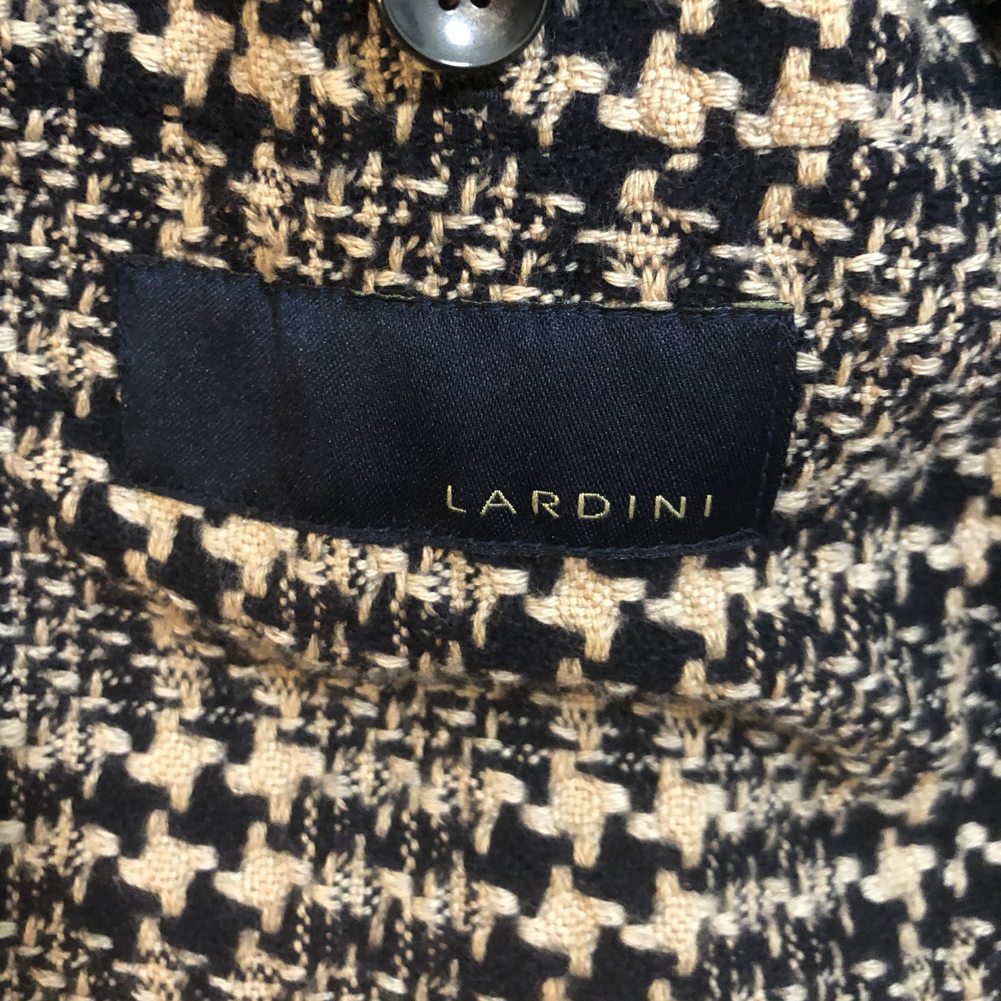 LARDINIラルディーニベージュ×ブラック大判チェックジャケット46