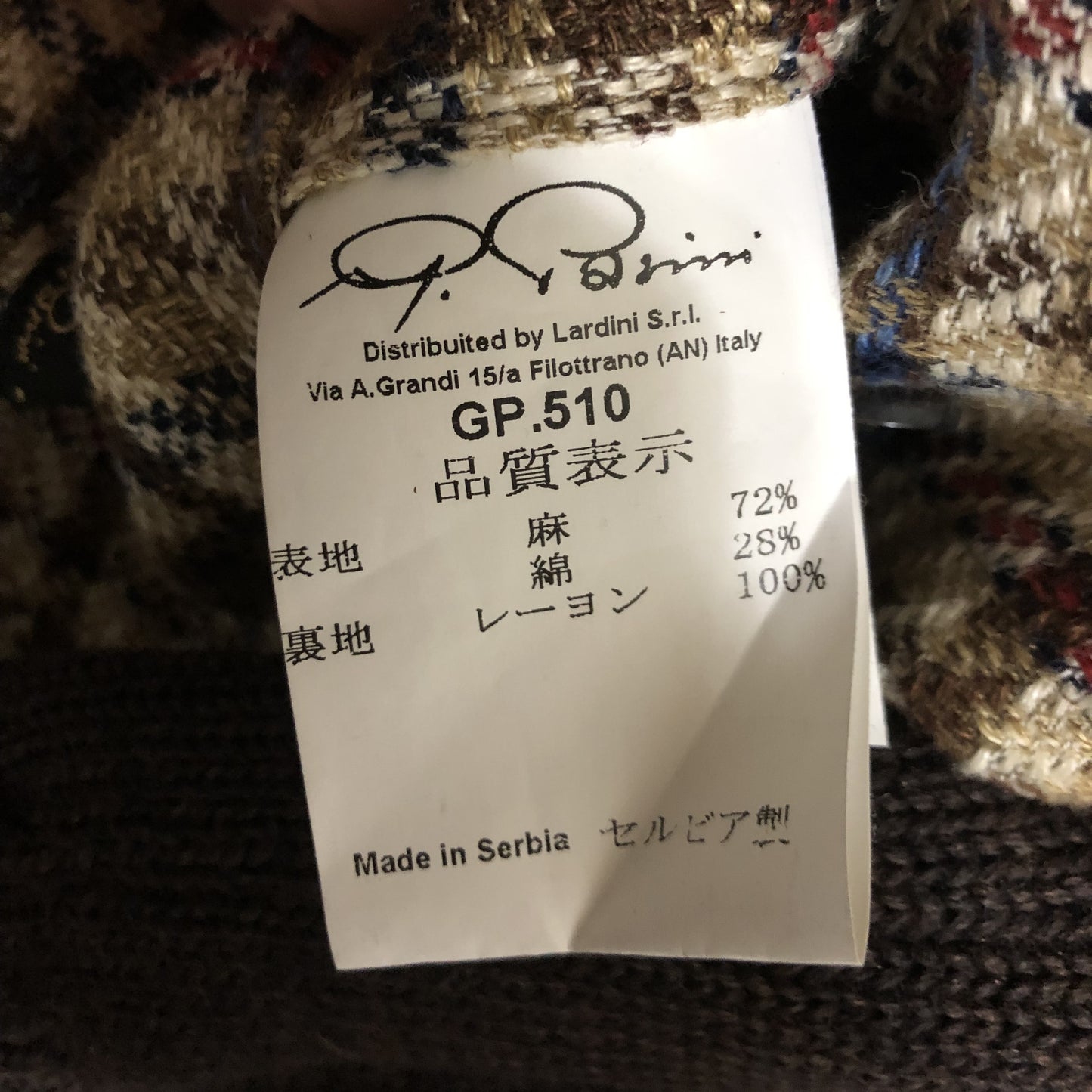 GABRIELE PASINIガブリエレパジーニチェックジャケット44