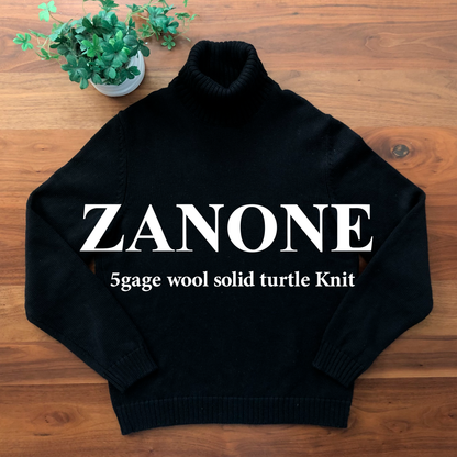 ZANONEザノーネミドルゲージタートルネックニットブラック50