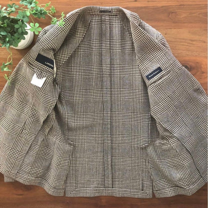 LARDINIラルディーニグレンチェックジャケット48 ブートニエール