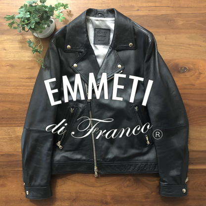 EMMETIエンメティダブルライダースレザージャケット50ブラック