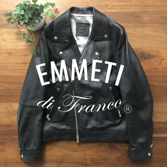 EMMETIエンメティダブルライダースレザージャケット50ブラック