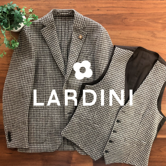LARDINIラルディーニ千鳥格子ジャケットジレ付48