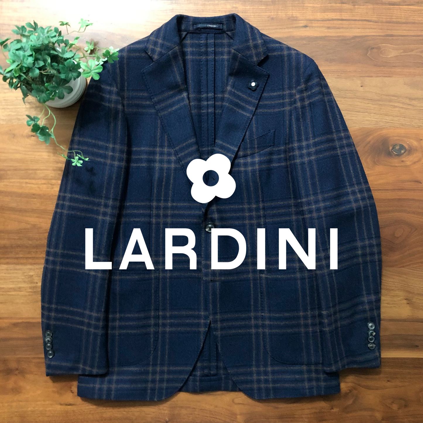 LARDINIラルディーニウィンドウペンジャケット50ネイビー