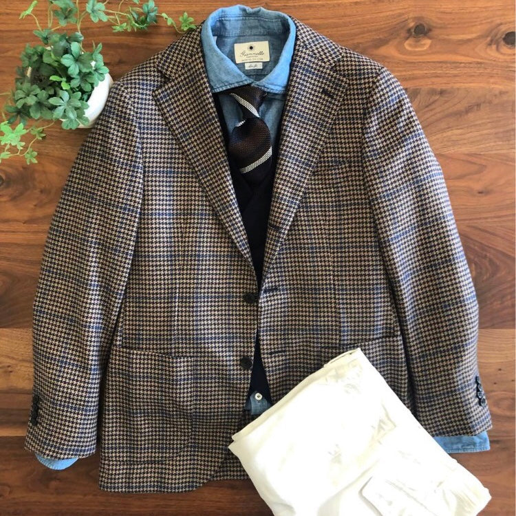 Belvestベルベスト千鳥格子ウィンドウペンジャケット44超美品