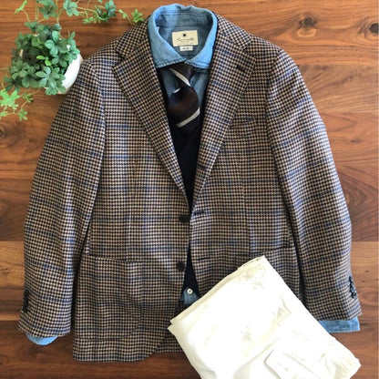 Belvestベルベスト千鳥格子ウィンドウペンジャケット44超美品