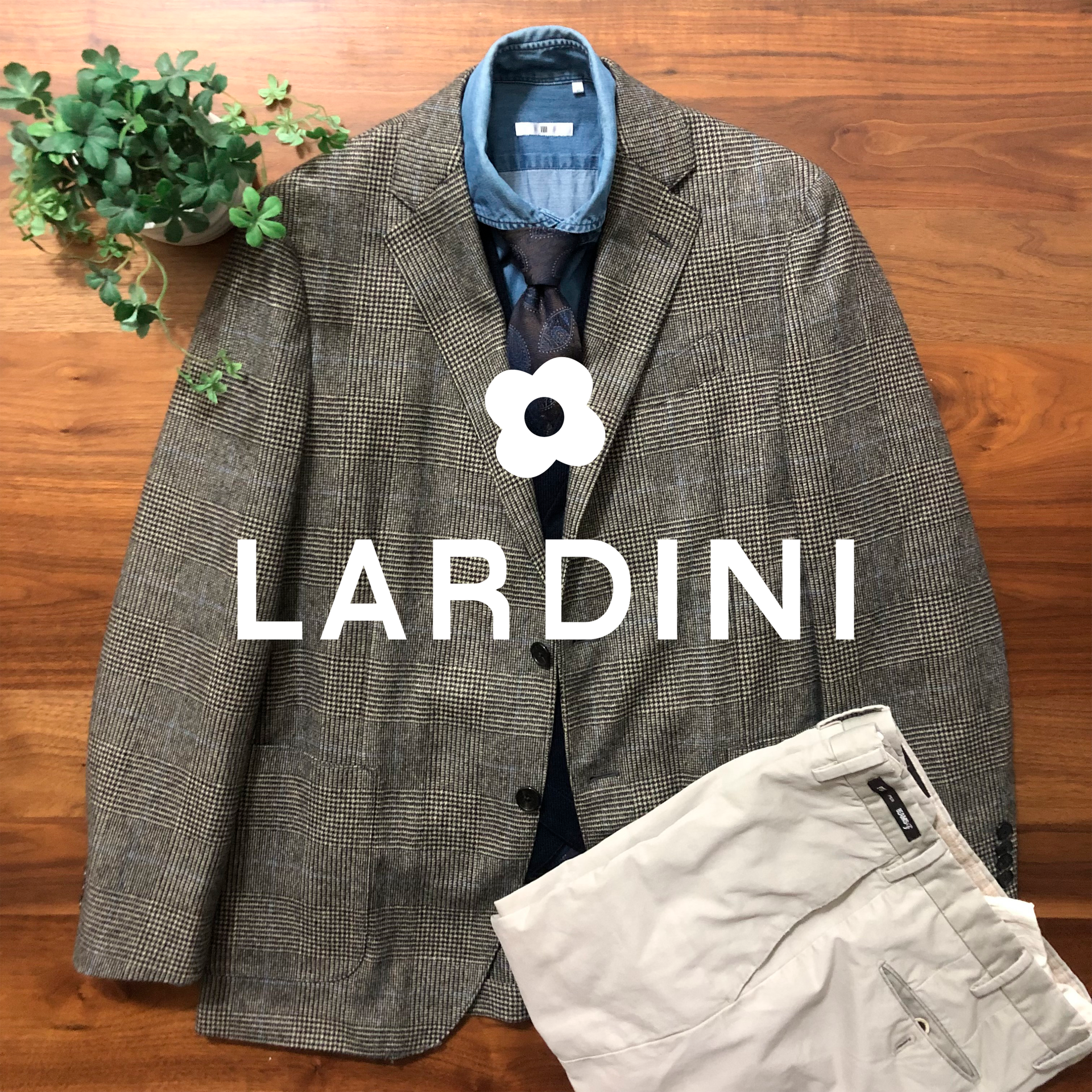 LARDINIラルディーニウールグレンチェックジャケット46 – AZZURRO