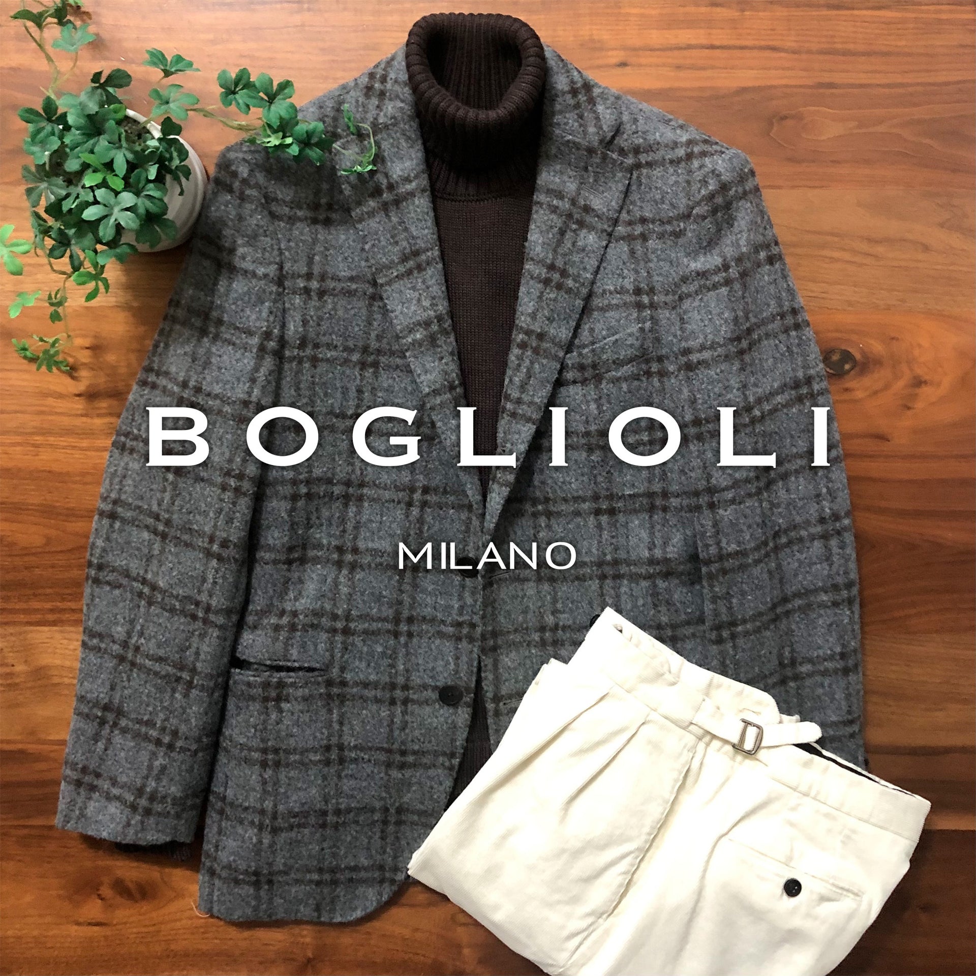 BOGLIOLI DOVER テーラードジャケット シングル 総柄 46 つたっ M 茶