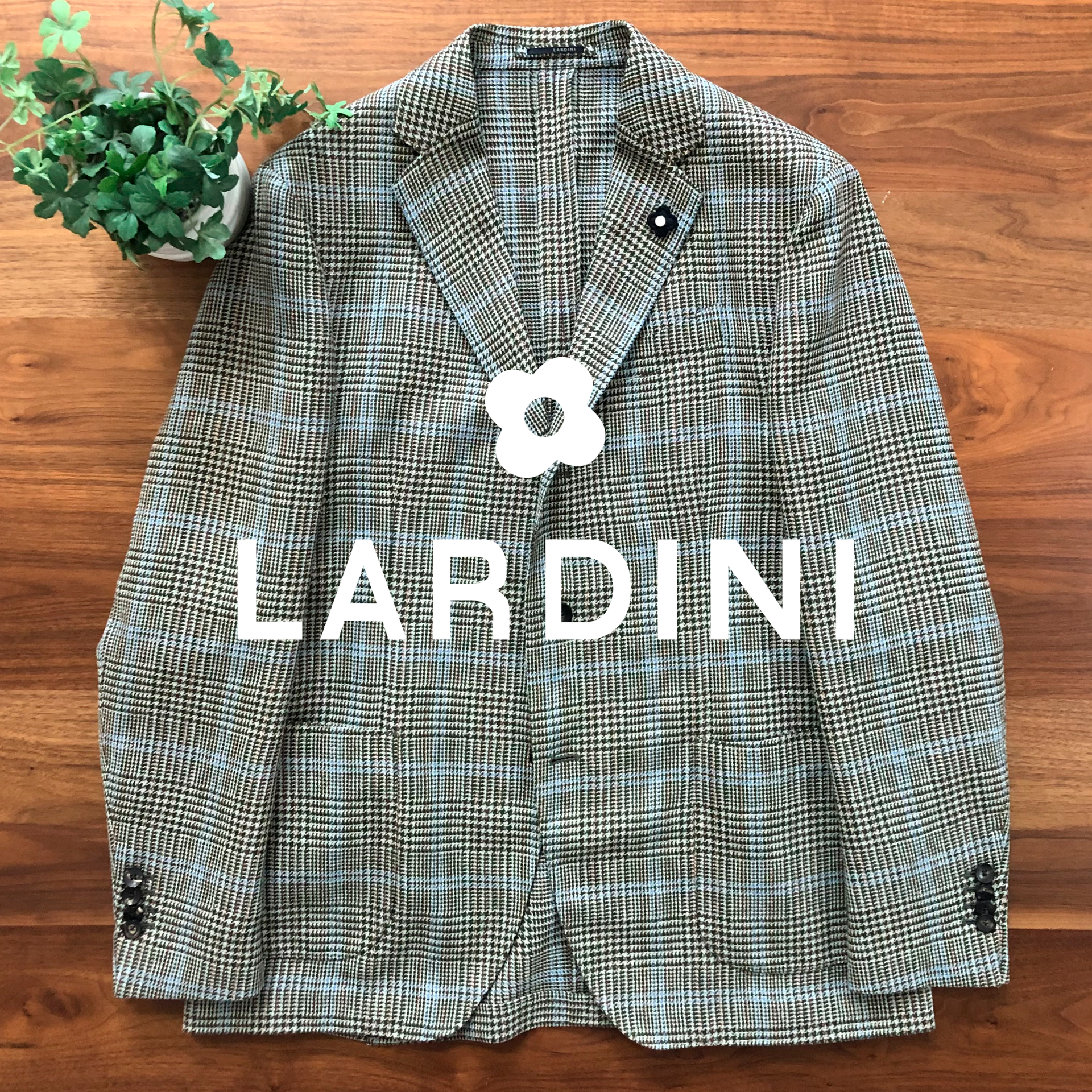 LARDINIラルディーニグレンチェックジャケット50 – AZZURRO