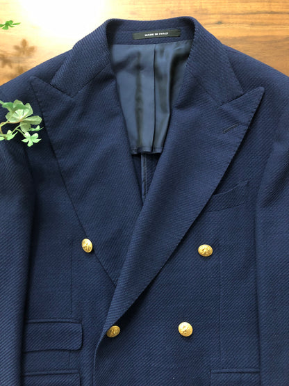 TAGLIATOREタリアトーレ金ボタンダブルジャケット46ネイビー