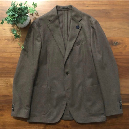 【未使用品】LARDINIラルディーニカシミア100%モカブラウンジャケット50