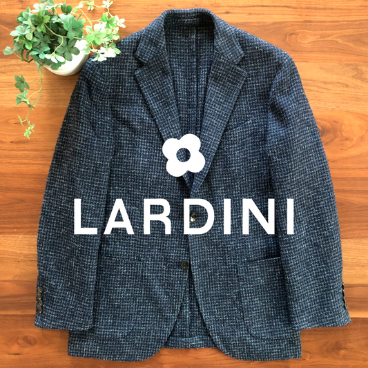 LARDINIラルディーニ千鳥格子ネイビージャケット48