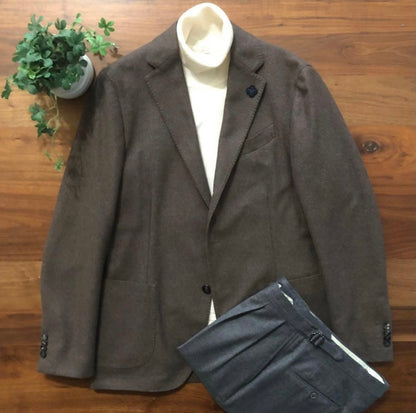 【未使用品】LARDINIラルディーニカシミア100%モカブラウンジャケット50