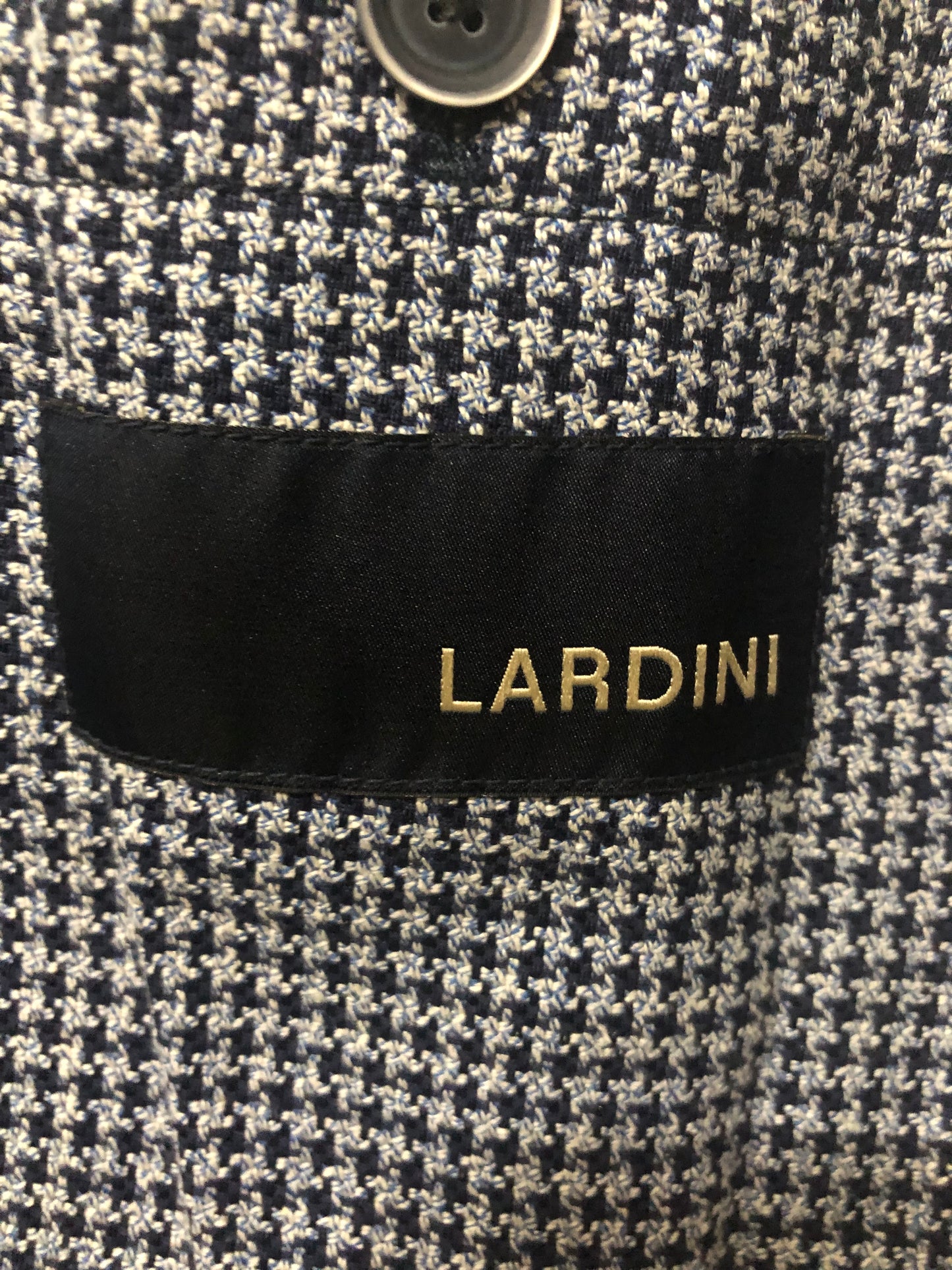 LARDINIラルディーニ千鳥格子ブルー×ネイビージャケット48