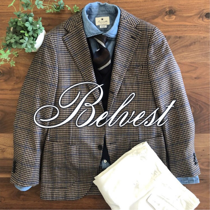 Belvestベルベスト千鳥格子ウィンドウペンジャケット44超美品