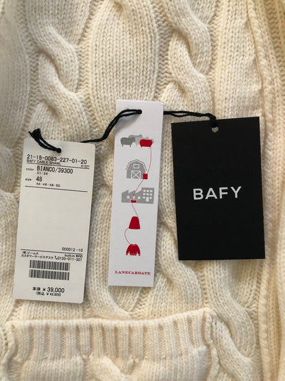 BAFYバフィーショールカラーケーブルニットカーディガン48オフホワイト