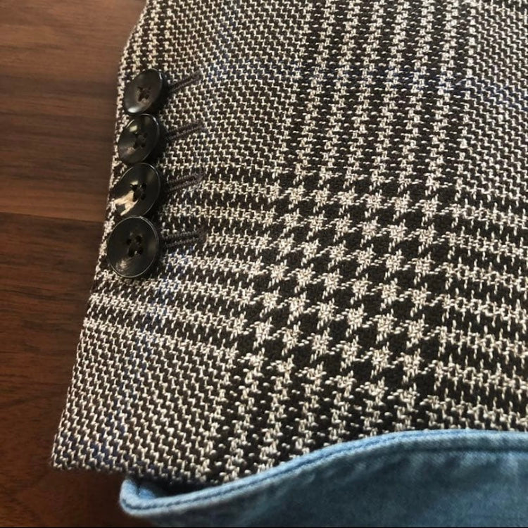 LARDINIラルディーニグレンチェックジャケット48 ブートニエール