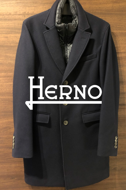 HERNOヘルノダウン付チェスターコート46ネイビー