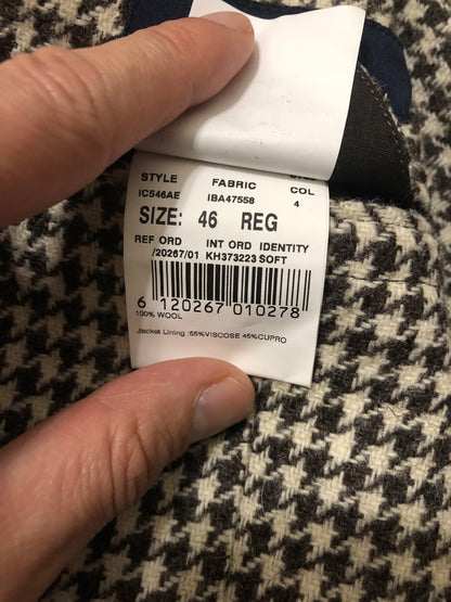 LARDINIラルディーニ千鳥格子オフホワイト×ブラウンジャケット46