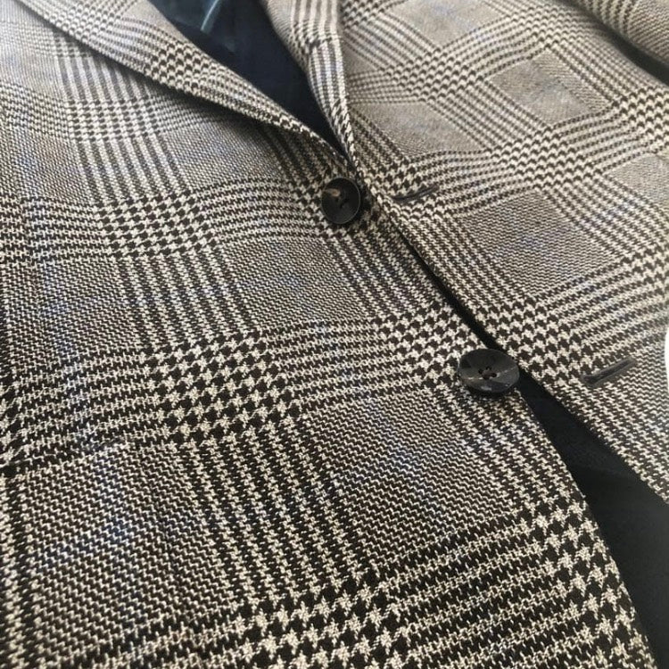 LARDINIラルディーニグレンチェックジャケット48 ブートニエール