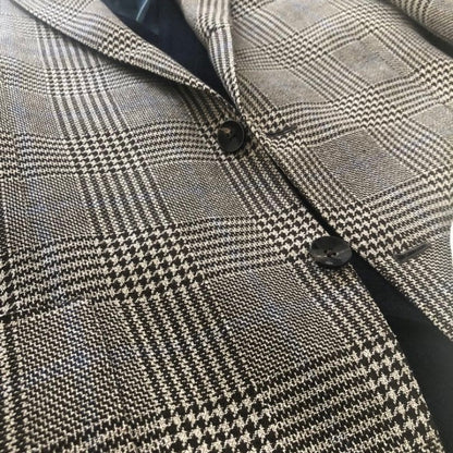 LARDINIラルディーニグレンチェックジャケット48 ブートニエール