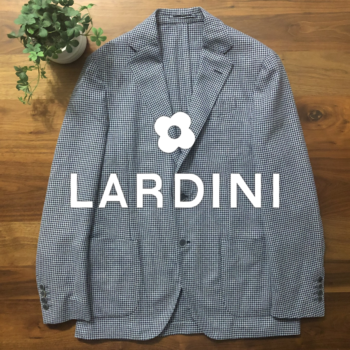 LARDINIラルディーニ千鳥格子ブルー×ネイビージャケット48