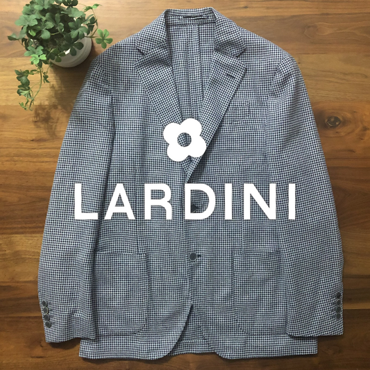 LARDINIラルディーニ千鳥格子ブルー×ネイビージャケット48