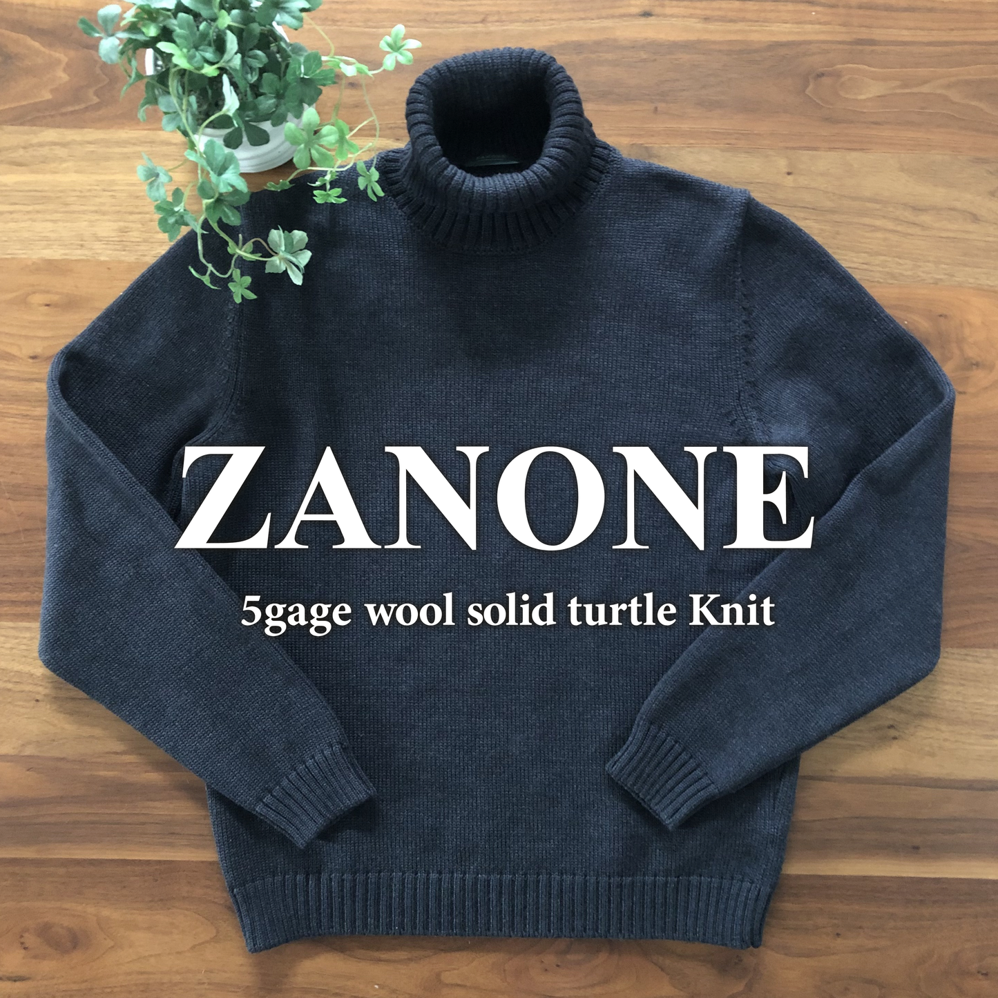 ZANONEザノーネ5Gミドルゲージタートルネックニット50チャコール