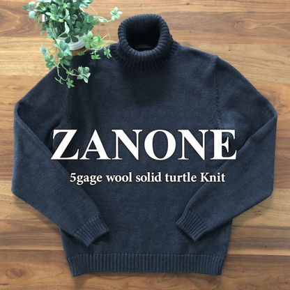 ZANONEザノーネ5Gミドルゲージタートルネックニット50チャコール