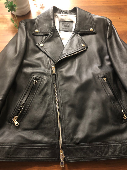 EMMETIエンメティダブルライダースレザージャケット50ブラック