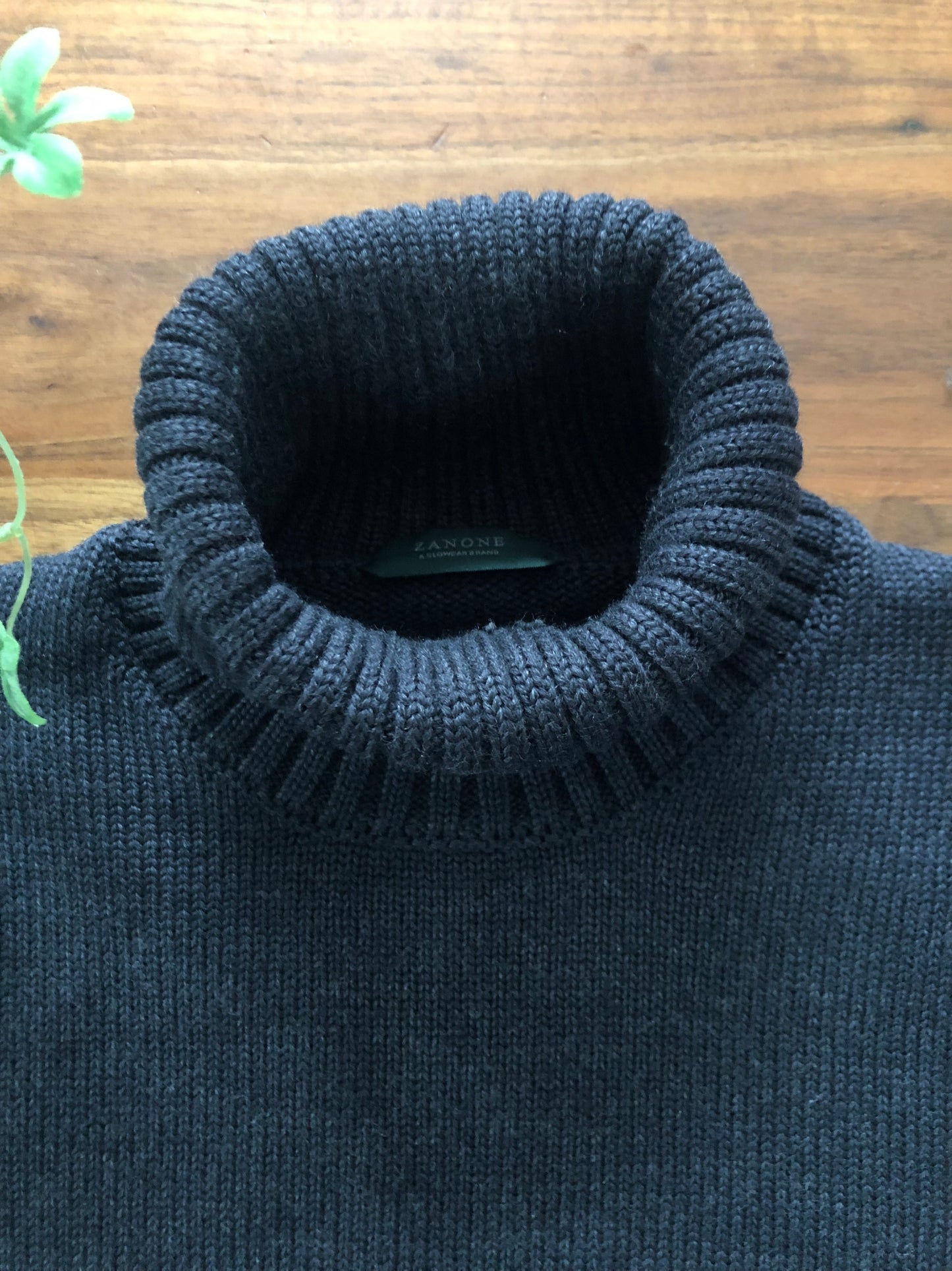 ZANONEザノーネ5Gミドルゲージタートルネックニット50チャコール