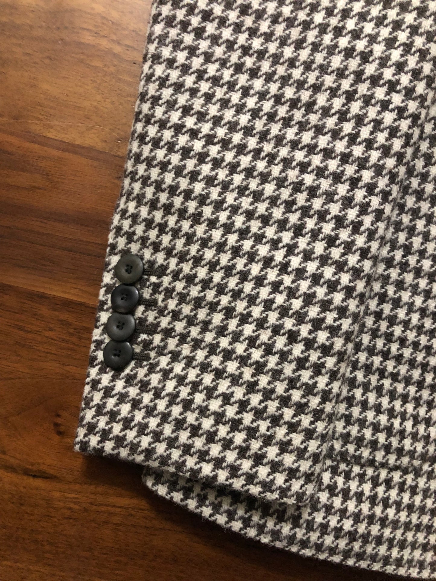 LARDINIラルディーニ千鳥格子オフホワイト×ブラウンジャケット46