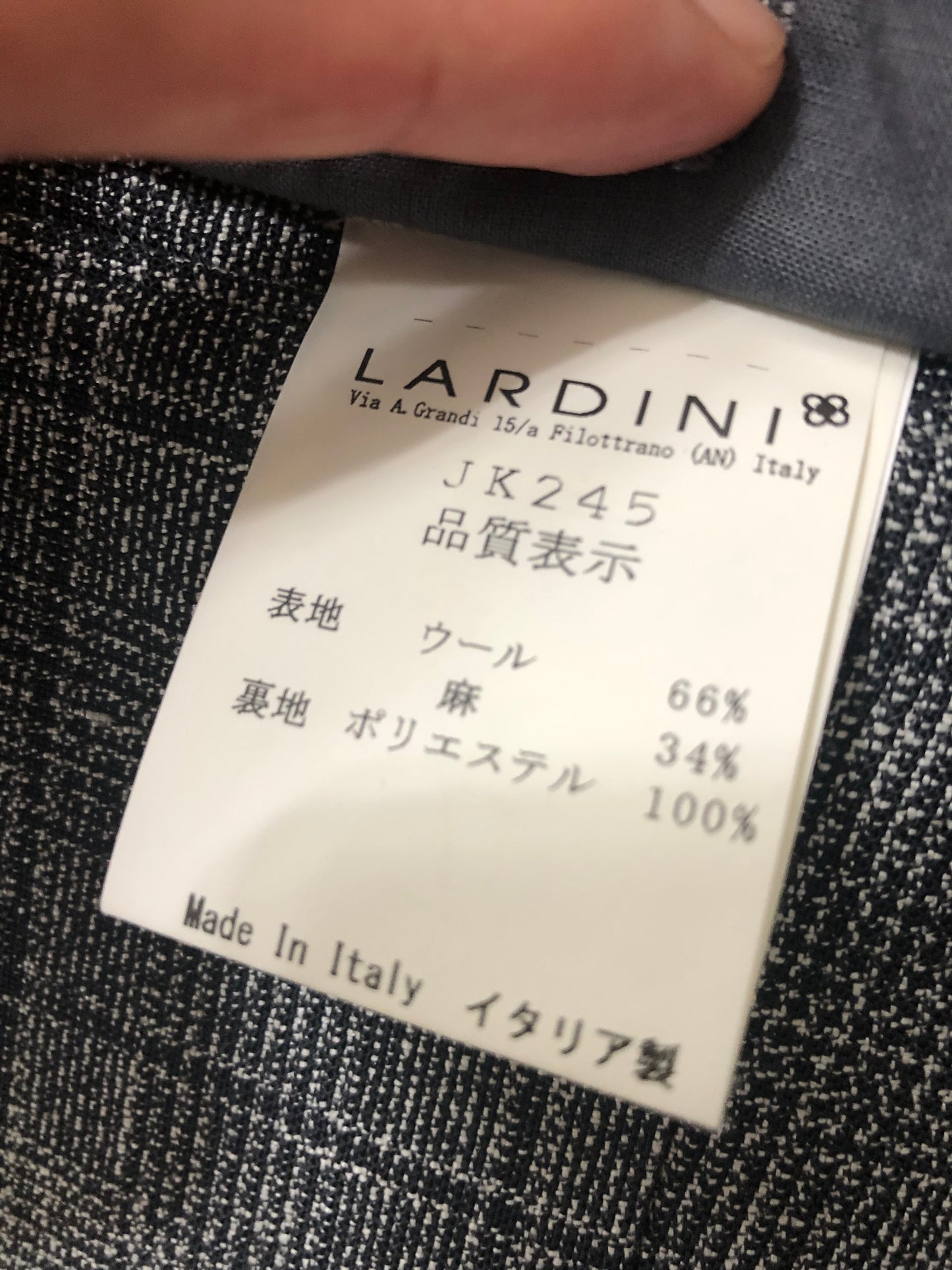LARDINIラルディーニグレンチェックジャケットグレー48