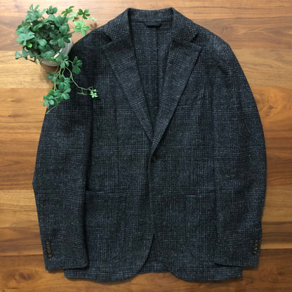 LBM1911ルビアムブラックグレンチェックジャケット48エルビーエム