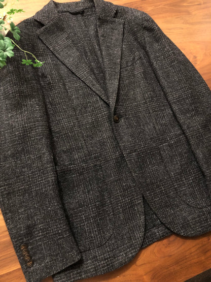 LBM1911ルビアムブラックグレンチェックジャケット48エルビーエム