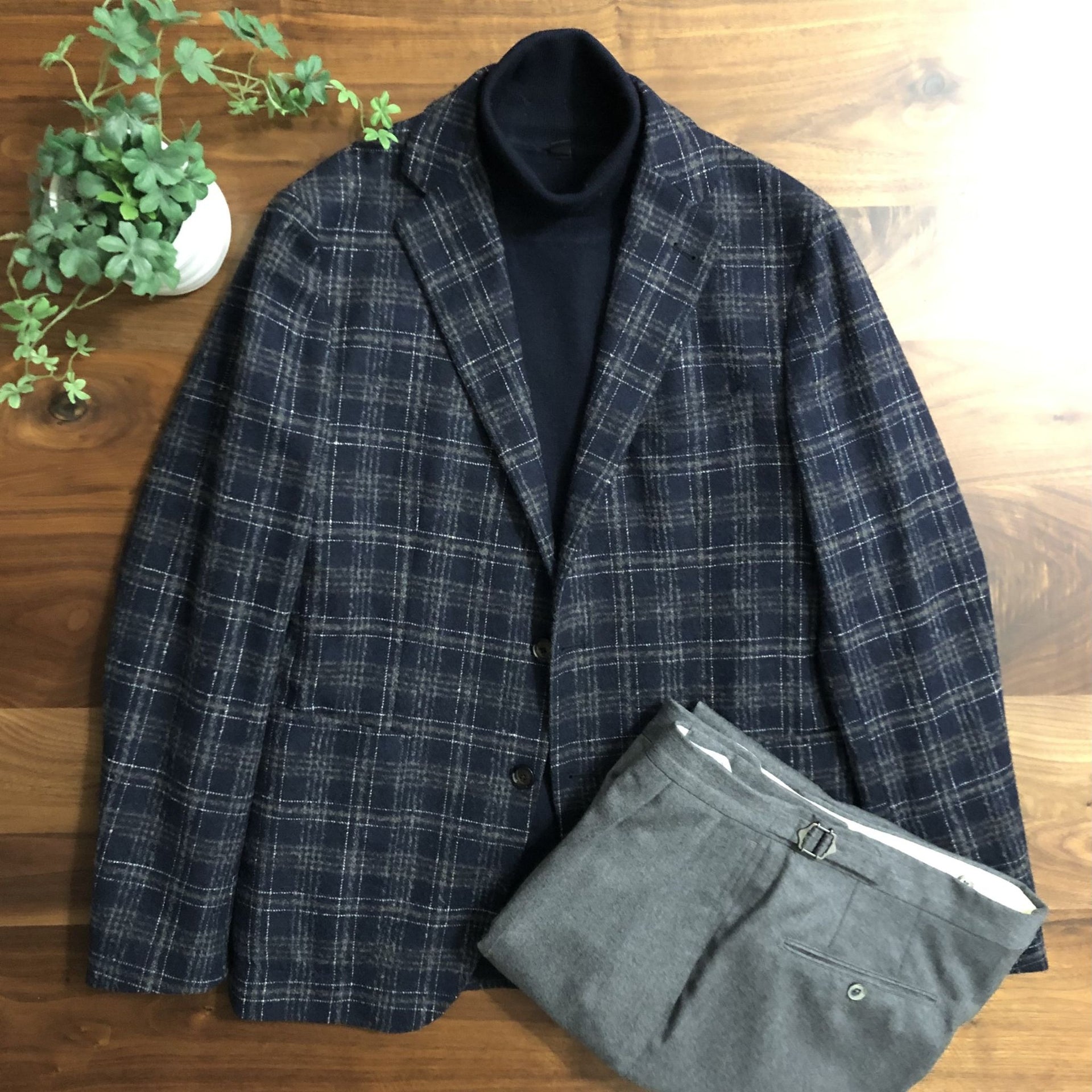 タリアトーレモンテカルロアルパカ混ジャケット48 – AZZURRO 